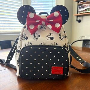 Loungefly Black and White Minnie Mouse Mini Backpack